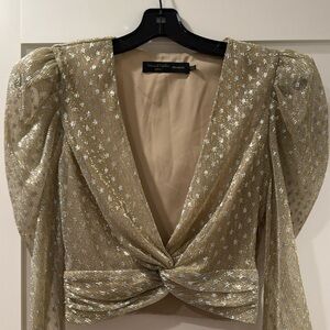 Statement sleeve crop top blouse